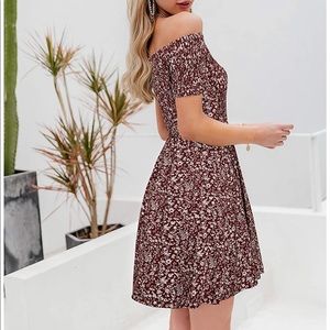 BerryGo Women's Vintage Off Shoulder High Waist Floral Print Beach Mini Dress